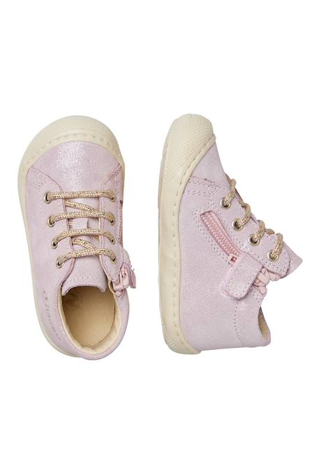 Chaussures premiers pas en cuir avec fermeture éclair cocoon zip Rose- 4 - vertbaudet enfant 
