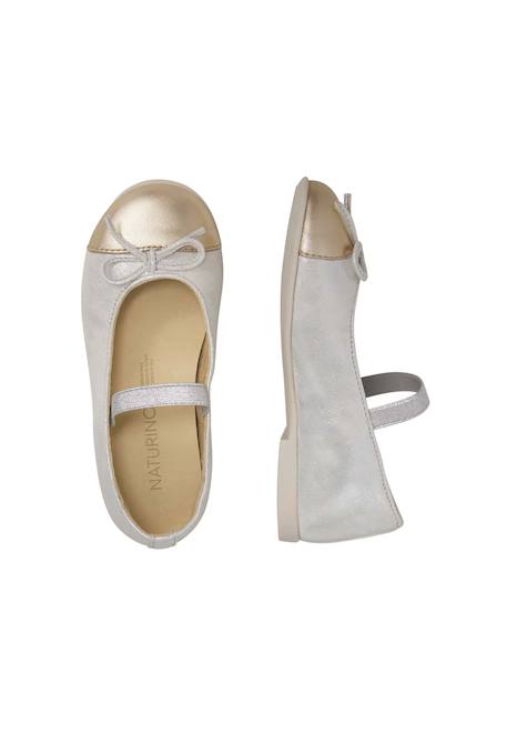 Ballerines en cuir laminé croise' tip Argent- 4 - vertbaudet enfant 