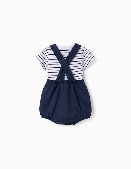 Ensemble body à rayures + barboteuse en piqué Bleu foncé 2 - vertbaudet enfant 
