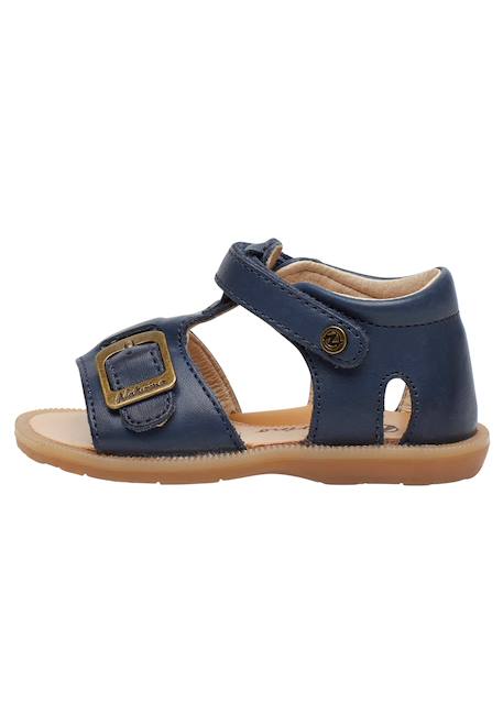 Sandales en cuir à scratch quarzo Marine-+Marron- 3 - vertbaudet enfant 