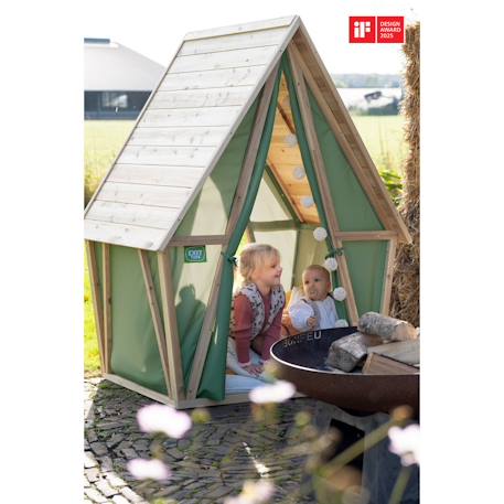 Maisonnette tente en bois fsc extérieur yuki 100 Naturel/vert 4 - vertbaudet enfant 