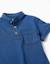 T-shirt en coton avec col mao et poche Bleu foncé+Jaune foncé 3 - vertbaudet enfant 