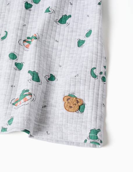 Pyjama court en coton côtelé avec motif alligator Gris clair 4 - vertbaudet enfant 