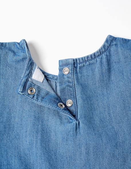 Blouse style poncho en jean avec volants et broderie Bleu 4 - vertbaudet enfant 
