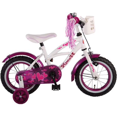 Vélo enfant heart cruiser 12 pouces blanc violet Violet et blanc 2 - vertbaudet enfant 
