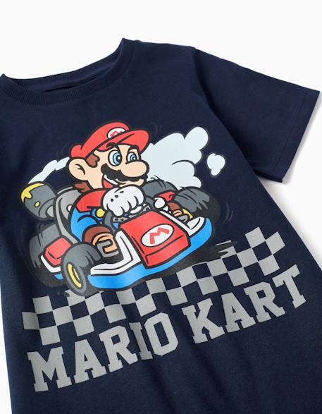 Pyjama en coton à manches courtes avec imprimé mario kart Bleu 3 - vertbaudet enfant 