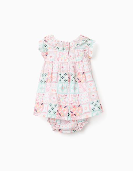 Robe + bloomer en coton avec motif mosaïque Blanc 3 - vertbaudet enfant 