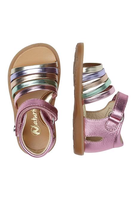 Sandales en cuir rubino Rose-+Rose-platine- 4 - vertbaudet enfant 