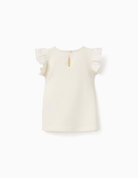 T-shirt avec manches à volants et col rond Beige clair+Corail clair+Jaune clair+Vert clair 2 - vertbaudet enfant 