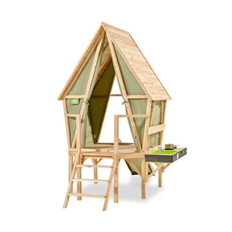 Maisonnette tente bois fsc toboggan cuisine yuki 350 Naturel/vert 6 - vertbaudet enfant 