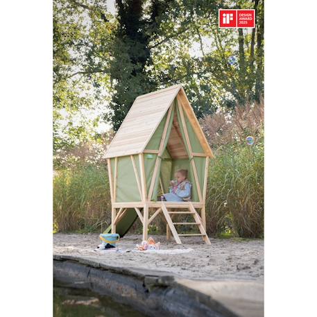 Maisonnette tente bois fsc avec toboggan yuki 300 Naturel/vert 3 - vertbaudet enfant 