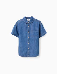 Chemise à manches courtes en jean avec poche  - vertbaudet enfant