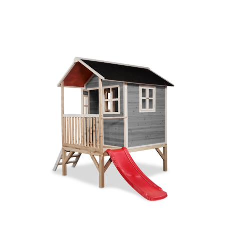 Maisonnette en bois fsc pilotis toboggan loft 300 Gris+Naturel 3 - vertbaudet enfant 