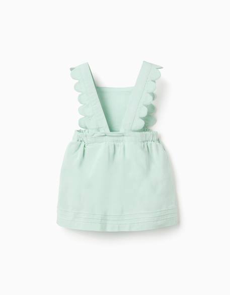 Robe salopette en coton et lin Vert clair 2 - vertbaudet enfant 