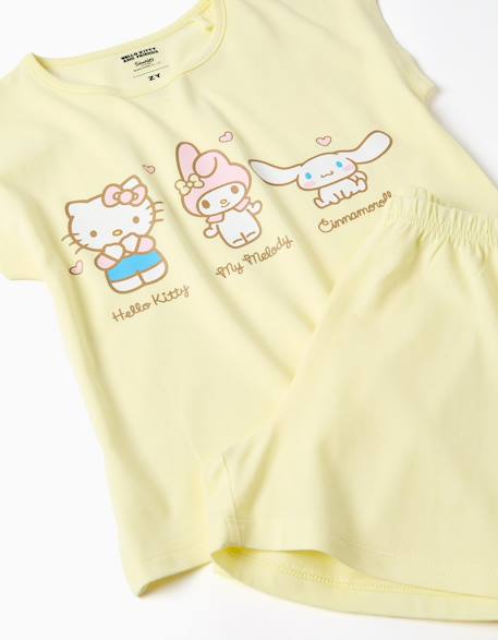 Pyjama à manches courtes en coton avec imprimé hello kitty Jaune clair 3 - vertbaudet enfant 