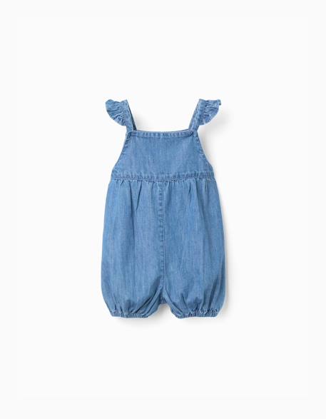 Combinaison en jean sans manches avec fleur brodée Bleu 2 - vertbaudet enfant 