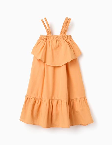 Robe sans manches en coton avec doublure Jaune foncé 2 - vertbaudet enfant 