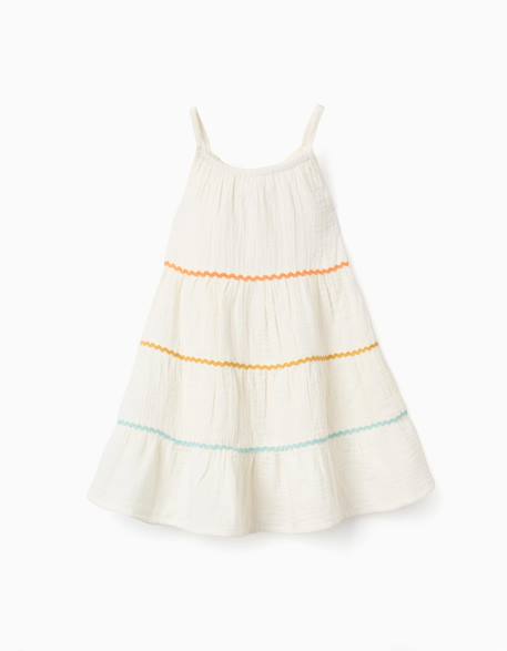 Robe sans manches en coton avec volants Beige clair 2 - vertbaudet enfant 