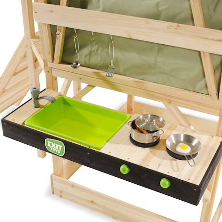 Maisonnette tente en bois fsc toboggan yuki 550 Naturel/vert 6 - vertbaudet enfant 