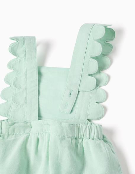 Robe salopette en coton et lin Vert clair 3 - vertbaudet enfant 