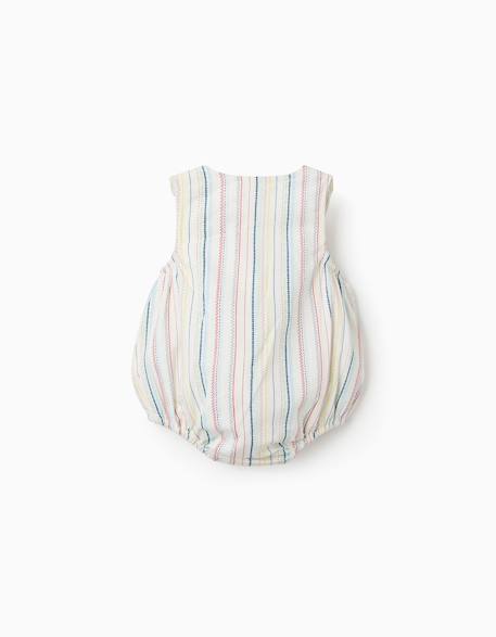 Barboteuse en coton à rayures ethniques b&s Blanc 2 - vertbaudet enfant 