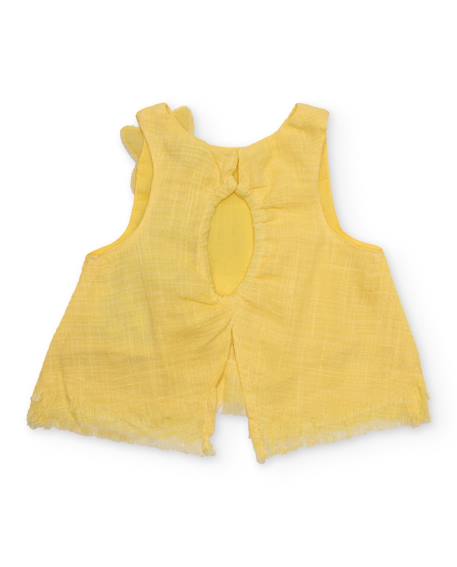 Blouse pour fille en tissu avec applications florales Jaune 2 - vertbaudet enfant 