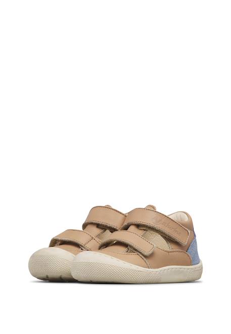 Sandales en cuir et en daim barefoot irtys Céleste-+Rose clair-+Sable- 15 - vertbaudet enfant 