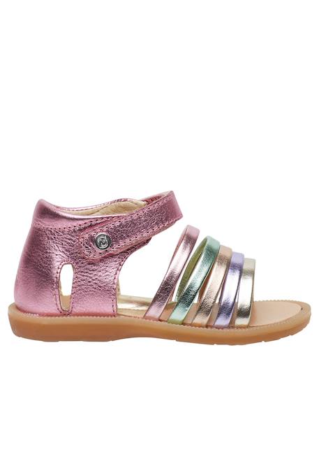 Sandales en cuir rubino Rose-+Rose-platine- 1 - vertbaudet enfant 
