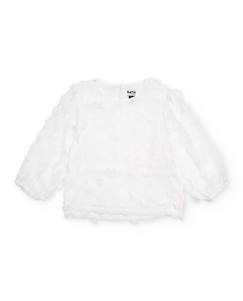 Blouse fille unie avec applications florales  - vertbaudet enfant