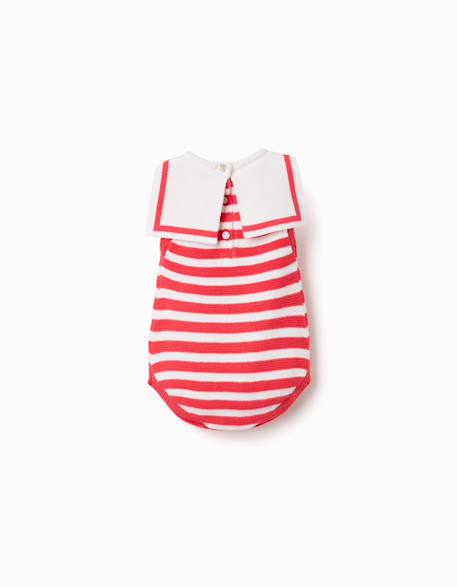 Barboteuse en maille à rayures Rouge 2 - vertbaudet enfant 