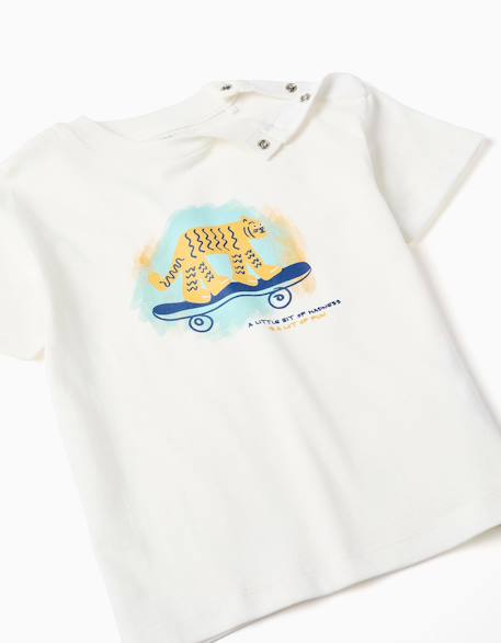 Ensemble 3 pièces à manches courtes en coton Beige clair 3 - vertbaudet enfant 
