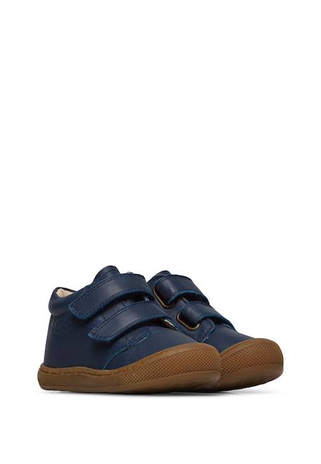 Chaussures premiers pas en cuir cocoon wide vl Bleu foncé-+Marron foncé 2 - vertbaudet enfant 