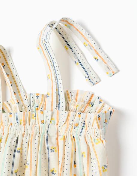Blouse sans manches en coton avec motif floral Beige clair 3 - vertbaudet enfant 