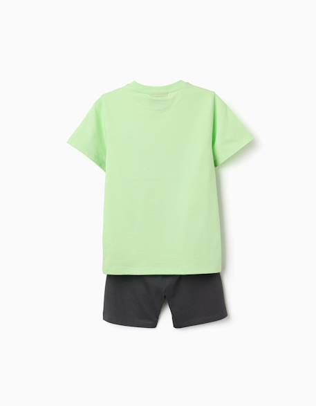 Pyjama à manches courtes en coton avec imprimé minecraft Vert clair 2 - vertbaudet enfant 
