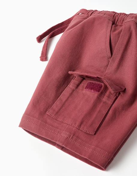 Short long cargo en sergé avec cordon de serrage Beige clair+Marrón 8 - vertbaudet enfant 