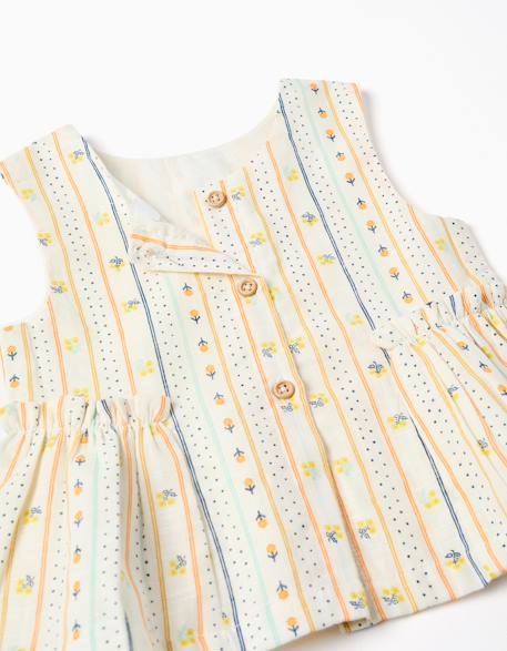 Blouse sans manches en coton avec motif floral Beige clair 3 - vertbaudet enfant 