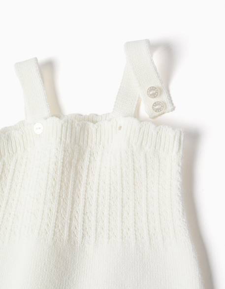 Barboteuse en maille avec détail ajouré Blanc 3 - vertbaudet enfant 