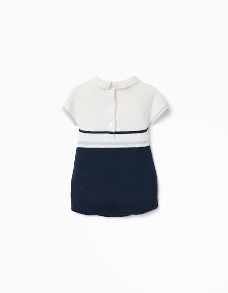 Barboteuse en maille à rayures Blanc 2 - vertbaudet enfant 