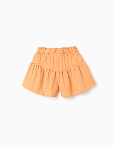 Short en coton avec doublure et taille paperbag Jaune foncé 2 - vertbaudet enfant 