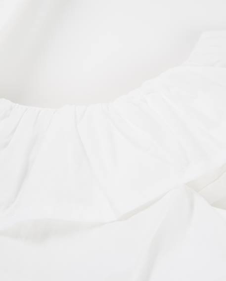 Blouse pour fille en toile au design asymétrique avec volant Blanc 3 - vertbaudet enfant 