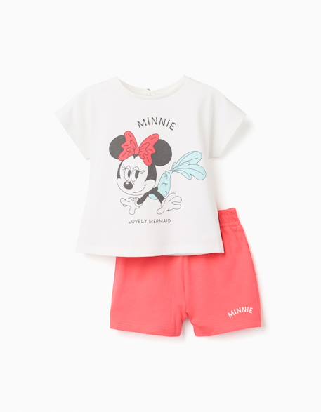 T-shirt et short en coton avec imprimé minnie Rose 1 - vertbaudet enfant 