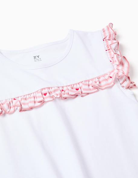Pyjama court en coton à rayures et motif de cœurs Blanc 4 - vertbaudet enfant 