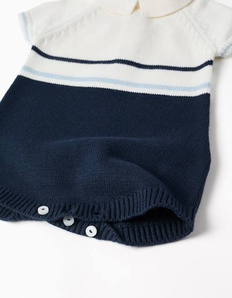 Barboteuse en maille à rayures Blanc 4 - vertbaudet enfant 