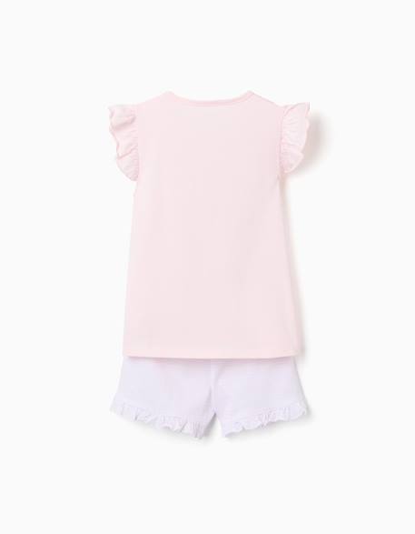 Pyjama à manches courtes en coton avec imprimé stitch Rose clair 2 - vertbaudet enfant 