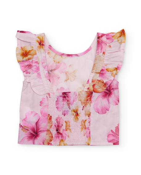 Chemise fille en tissu tissé avec volants latéraux Rose 3 - vertbaudet enfant 