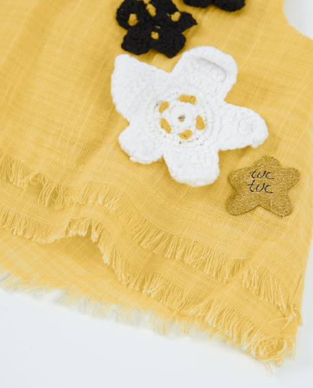 Blouse pour fille en tissu avec applications florales Jaune 4 - vertbaudet enfant 