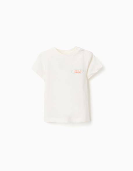 T-shirt en coton avec imprimé éléphant Beige clair 1 - vertbaudet enfant 