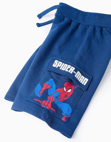 Short en coton avec imprimé spider-man et poches cargo Bleu foncé 4 - vertbaudet enfant 