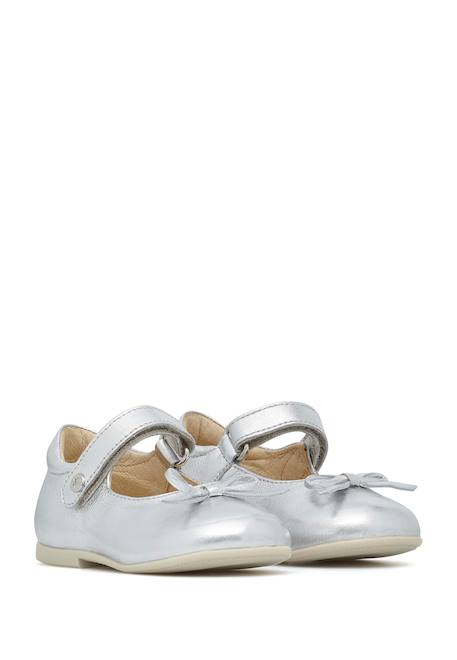 Ballerines en cuir laminé ballet Argent- 2 - vertbaudet enfant 