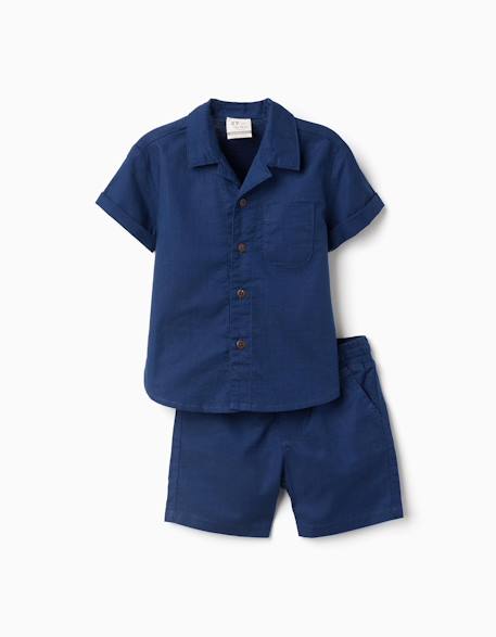 Bébé-Ensemble chemise à manches courtes et short en coton